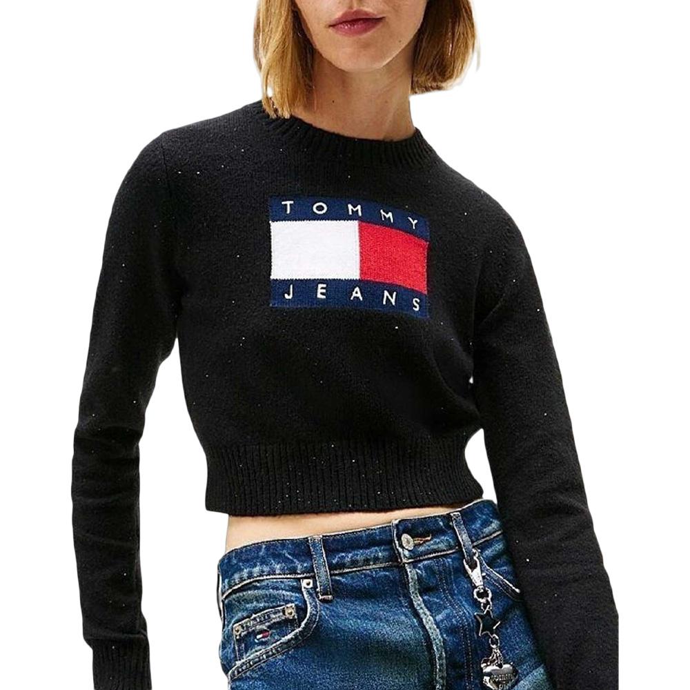 Pull Noir Femme Tommy Hilfiger Tjw Sparkle Flag pas cher