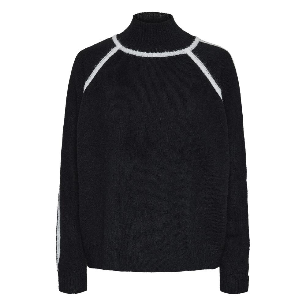 Pull Noir Femme Pieces Lola vue 3