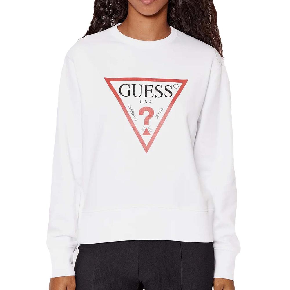 Sweat Blanc Femme Guess Original Fleece pas cher