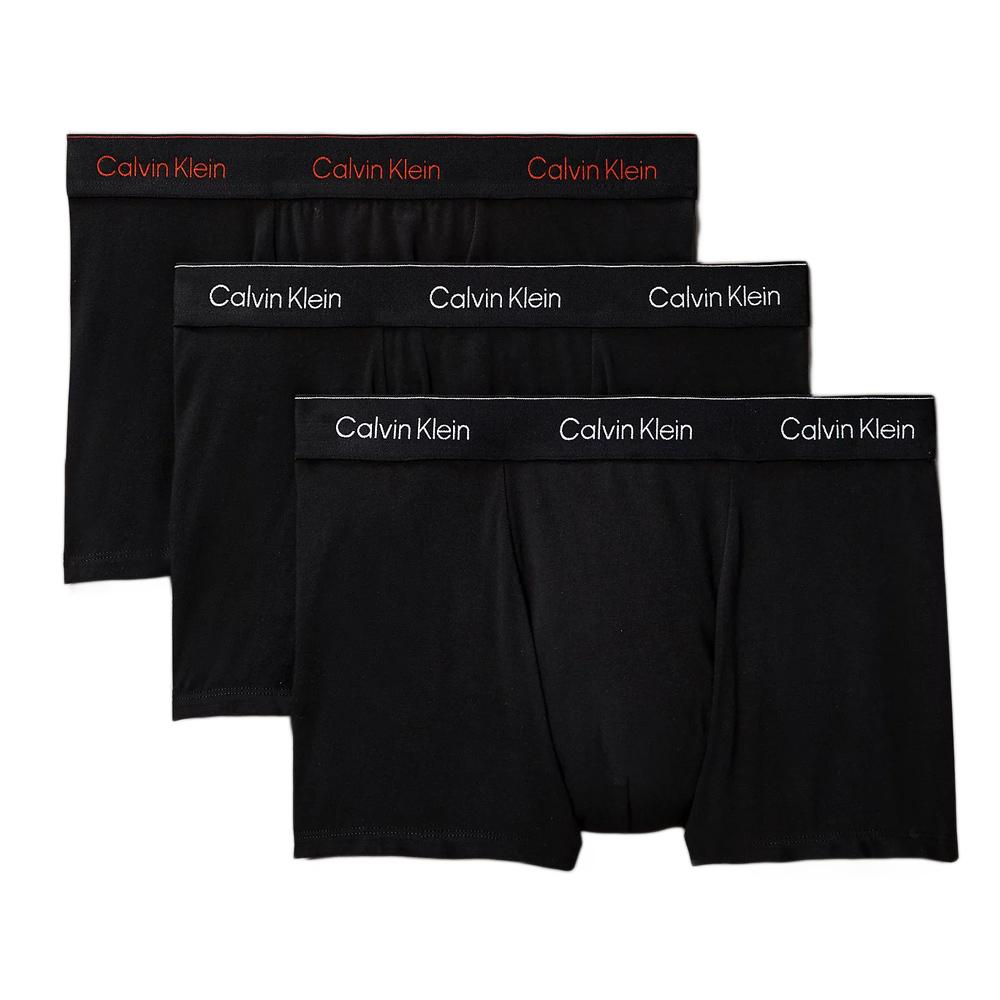 x3 Boxers Noirs/Rouges Homme Calvin Klein Relaxed Fit Trunk pas cher