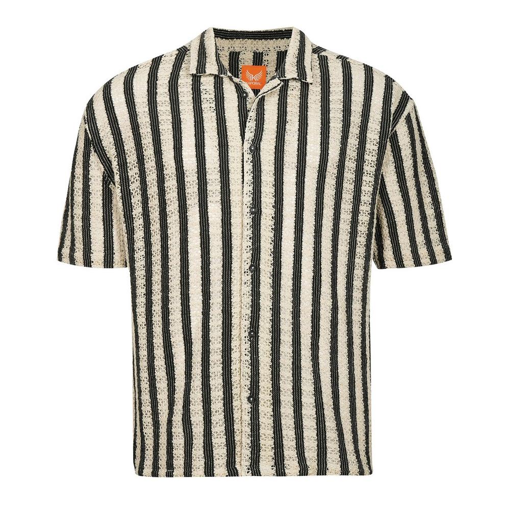 Chemisette Beige/Noir Rayures Homme Kaporal TROY pas cher