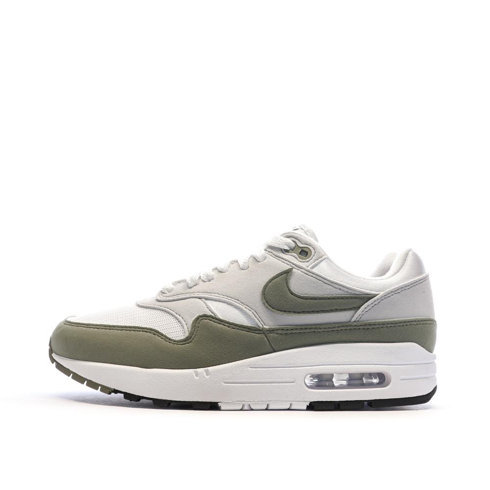 Baskets Blanches/Kaki Femme Nike Air Max 1 pas cher
