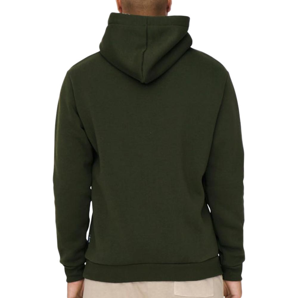 Sweat capuche Kaki Homme Only & Sons Simon Reg vue 2
