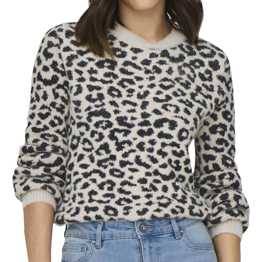 Pull Noir/Beige Léopard Femme JDY Lorraine pas cher