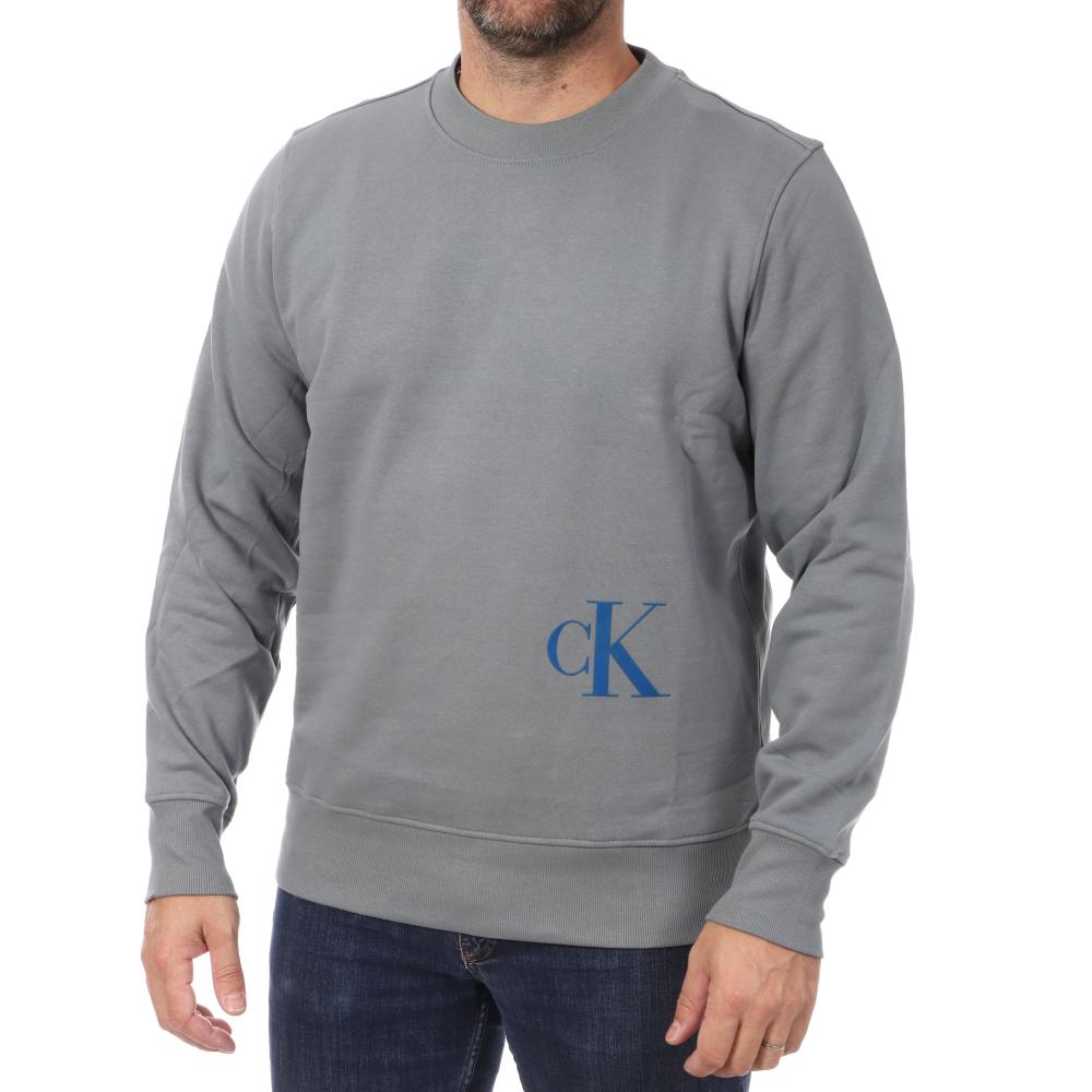 Sweat Gris Homme Calvin Klein Jeans Color Off Placed pas cher