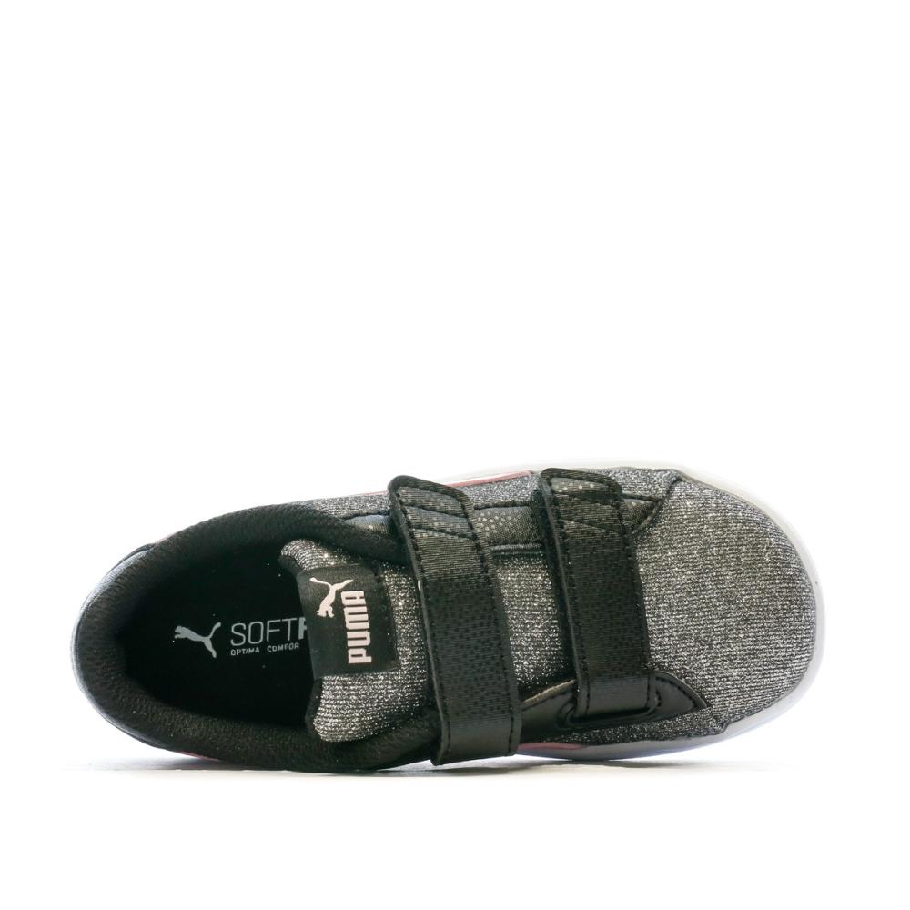 Baskets Gris Clair/Rose argentées fille Puma Smash v2 Glitz vue 4