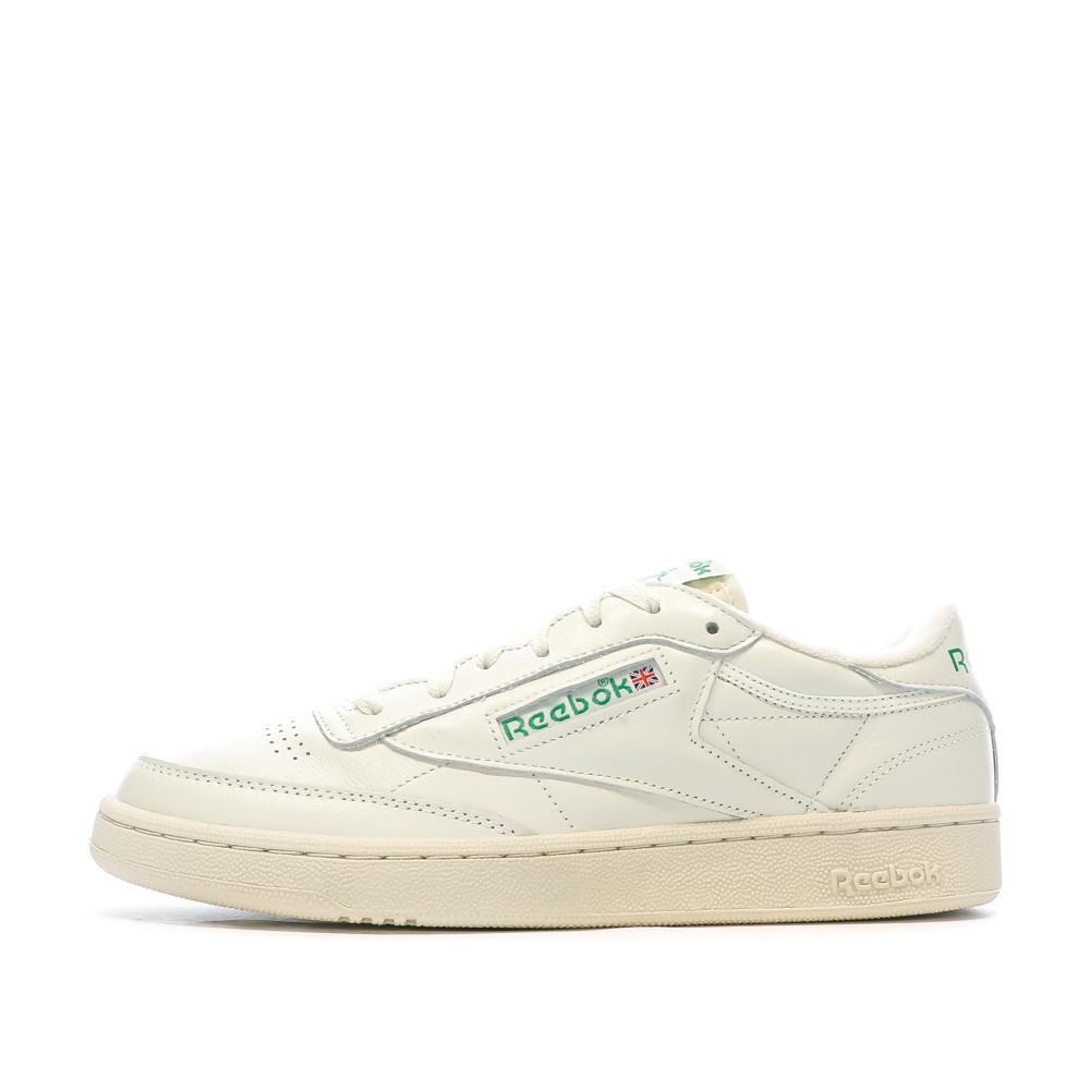 Baskets Blanche/Verte Homme Reebok  Club C85 Vintage pas cher