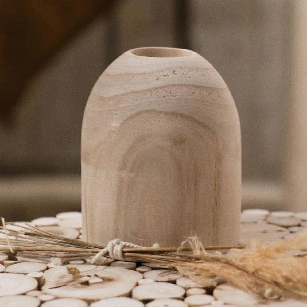 Vase en bois Today Paulonia D 10 x H 18 cm pas cher