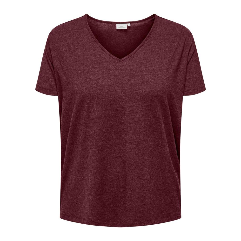 T-shirt Bordeaux Femme Only Carmakoma Tape Top pas cher