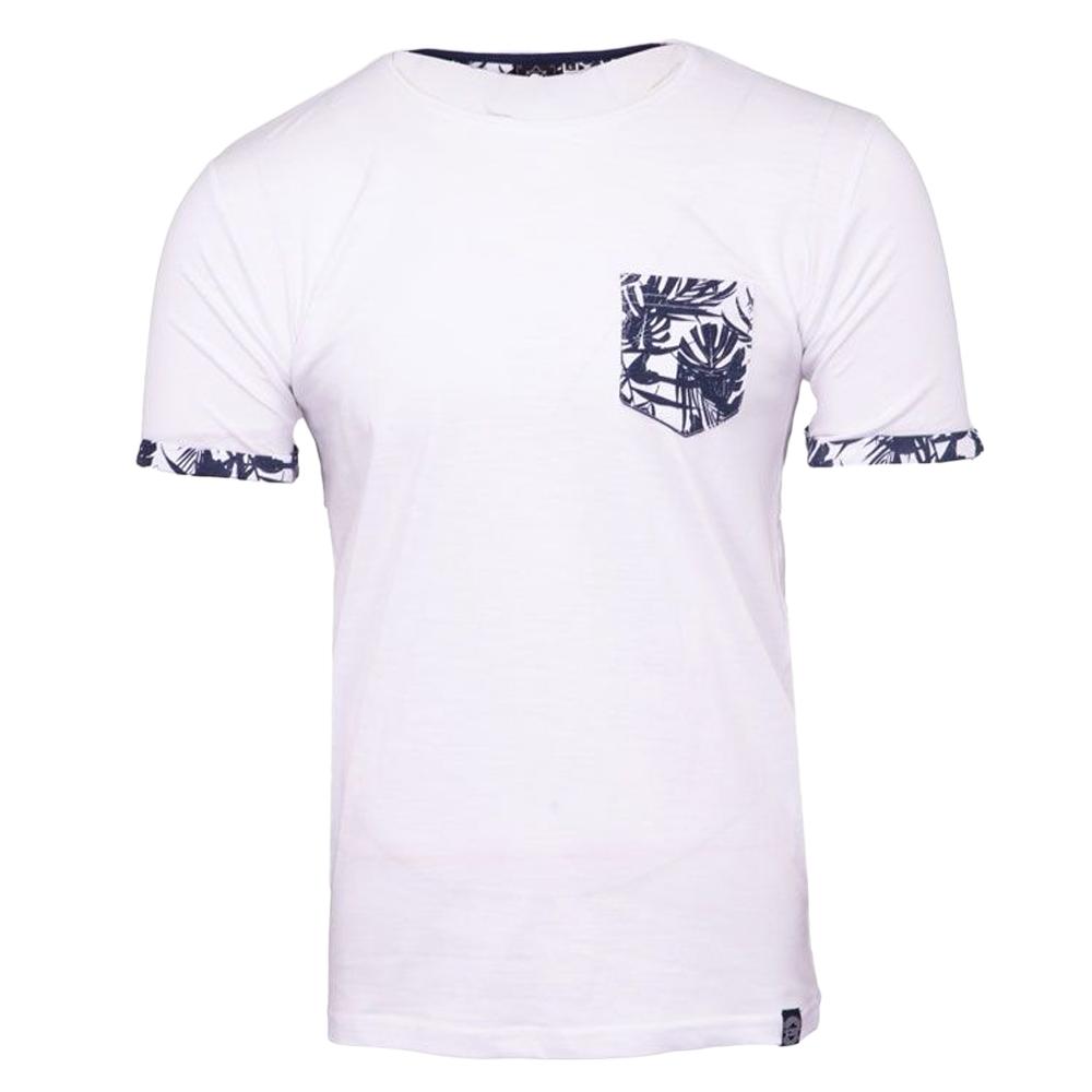 T-shirt Blanc/Marine Homme La Maison Blaggio Melzac pas cher