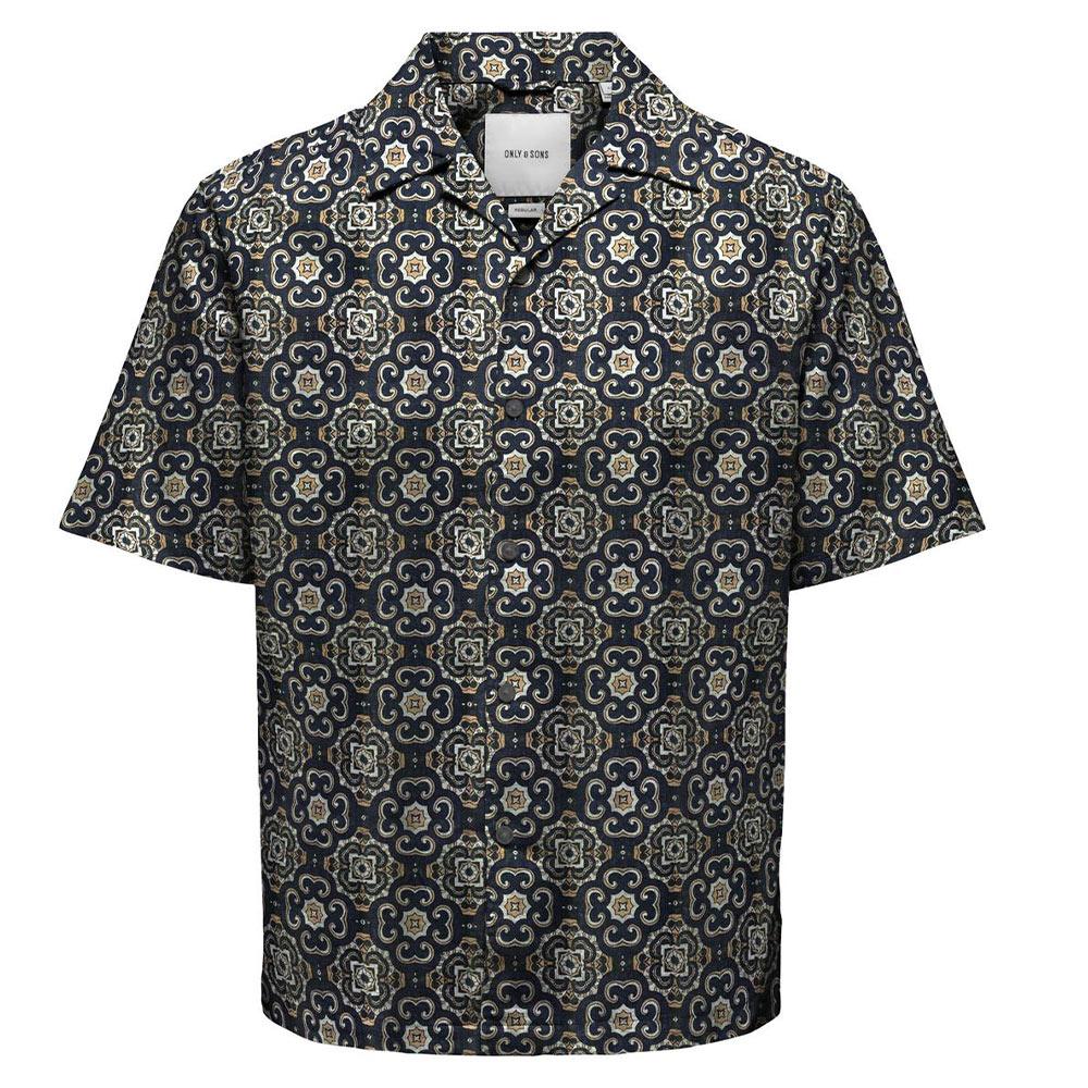 Chemise Marine/Marron Homme Only & Sons Onscaiden Fit pas cher