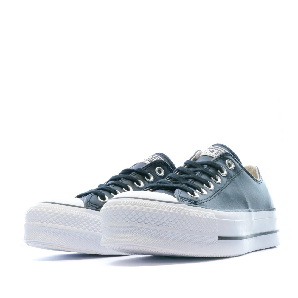 Baskets compensées cuir noir femme Converse All Star vue 5
