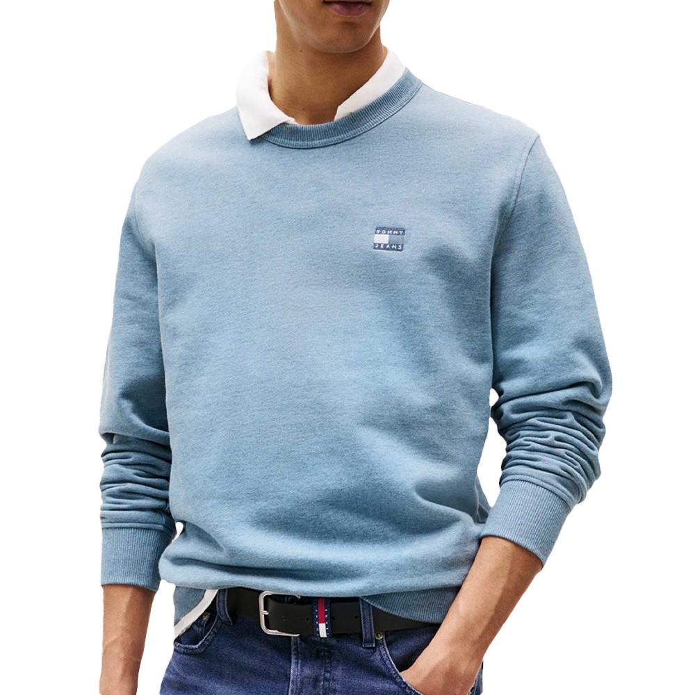 Sweat Bleu Homme Tommy Hilfiger Badge Crew pas cher