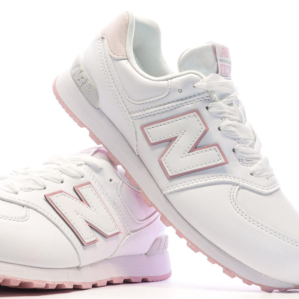 Baskets Blanc/Rose Femme/Fille New Balance 574 vue 7