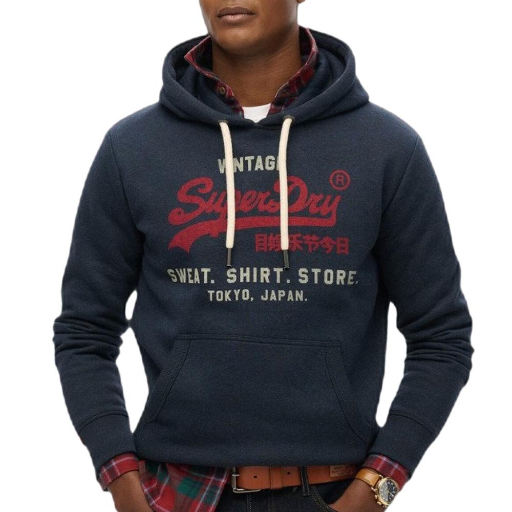 Sweat Marine/Bordeaux Homme Superdry Heritage pas cher