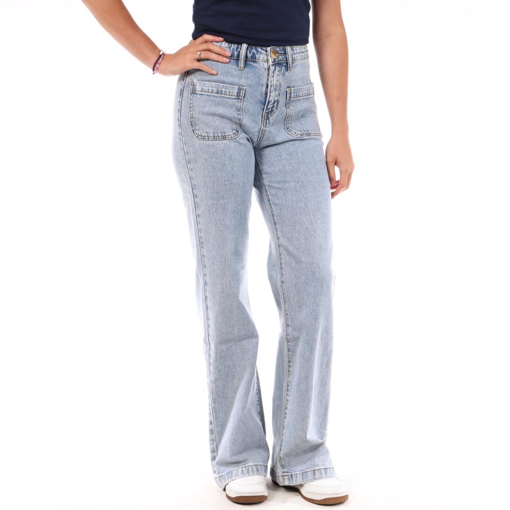 Jean Droit Bleu Moyen Femme Monday Premium T-10-2 pas cher