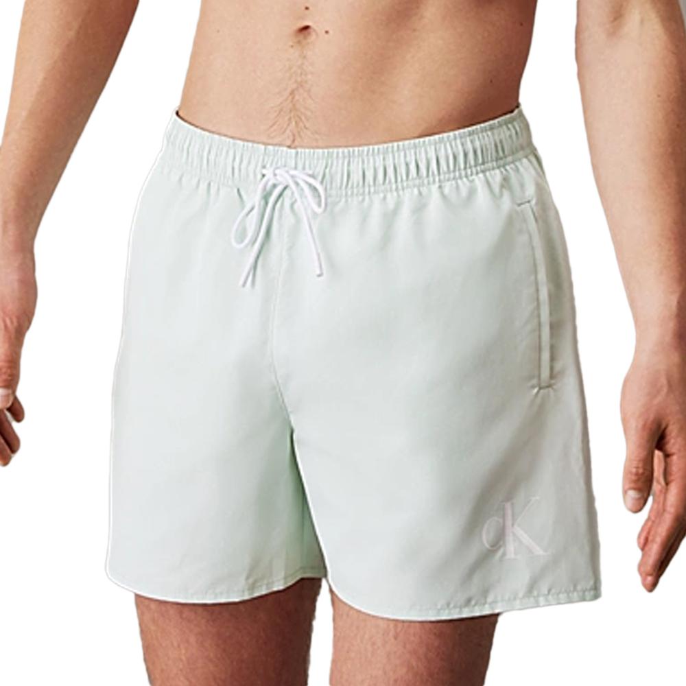 Short de Bain Vert d'Eau Homme Calvin Klein Jeans Drawstring pas cher