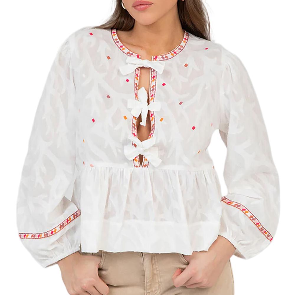 An'ge Anna Women's White Beige Blouse affordable