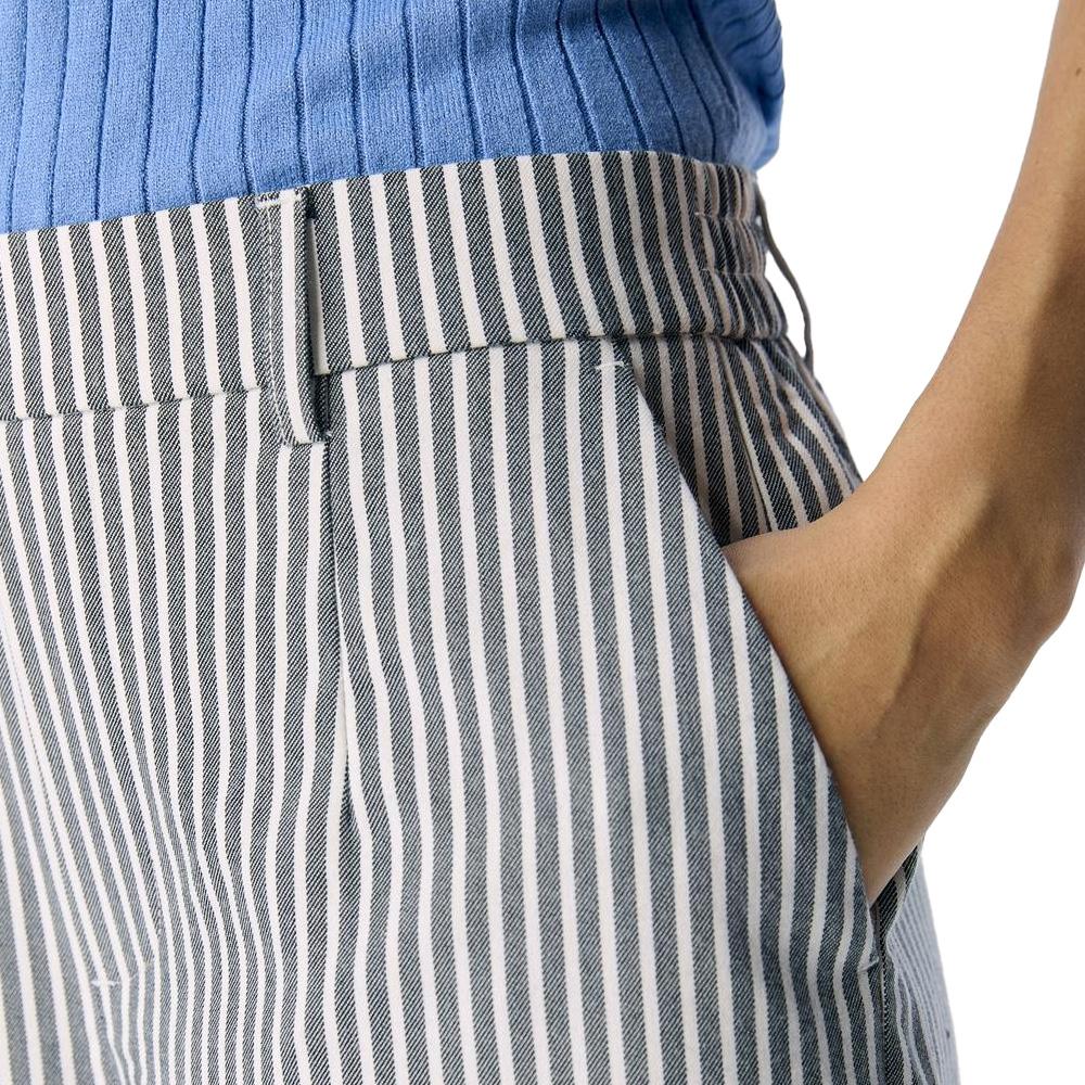 Pantalones de mujer de pierna ancha a rayas azul marino/blanco Object Lisa ver 3