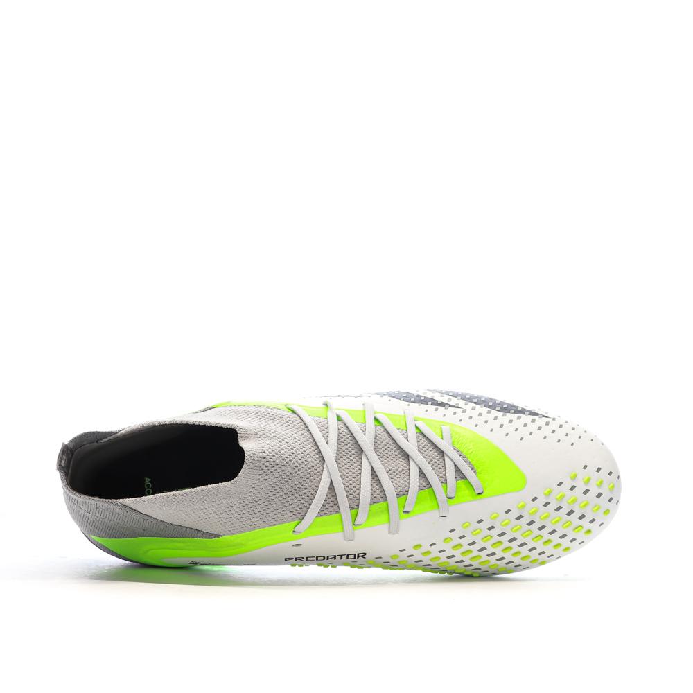 Chaussures de Foot Blanc/Gris/Vert Adidas Predator Accuracy.1 FG vue 4