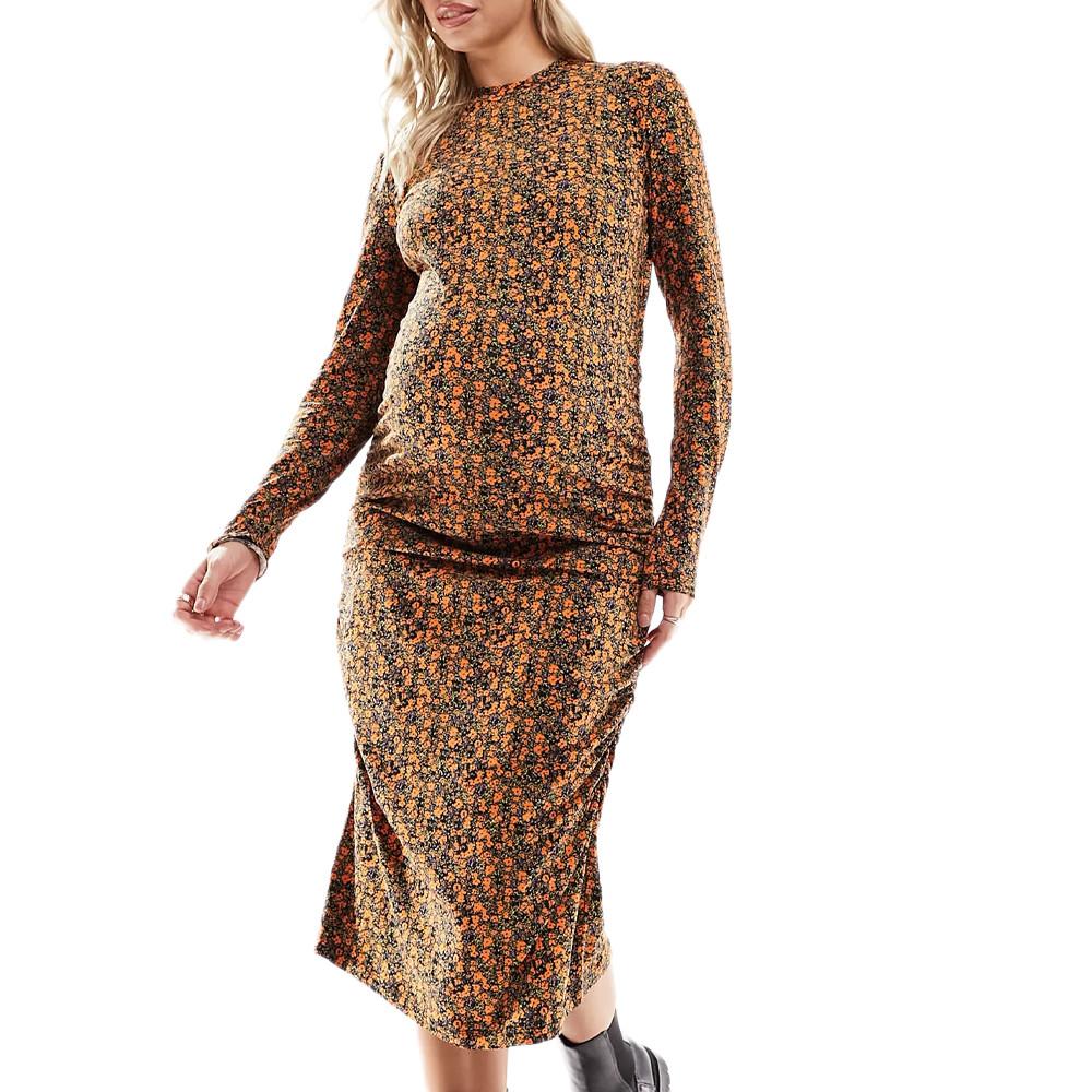 Robe Orange/Noir Femme Mamalicious Laura pas cher