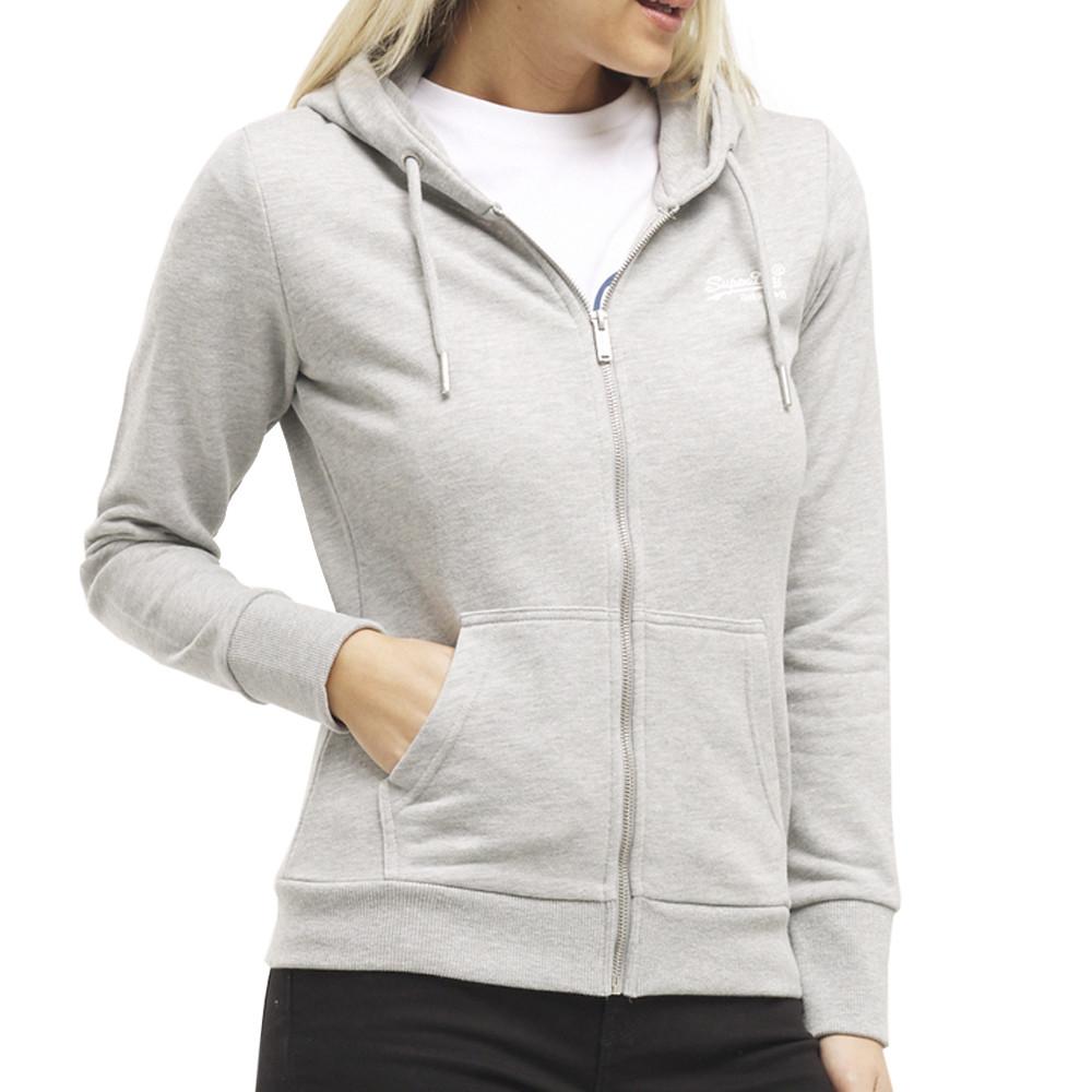 Sweat à Capuche zipppé Gris Femme Superdry Orange Label pas cher