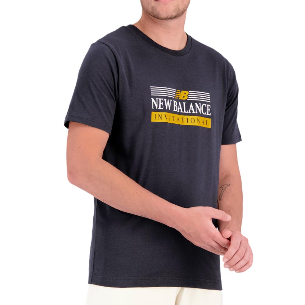 T-shirt Noir/Jaune Homme New Balance Sport Stacked pas cher