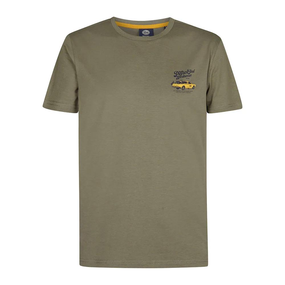 T-Shirt Kaki/Jaune Homme Petrol Industries Classic pas cher