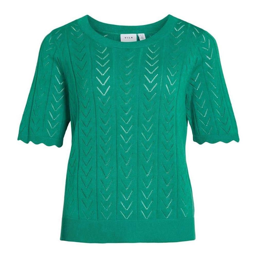 Pull Manches Courtes Vert Femme Vila Helley pas cher