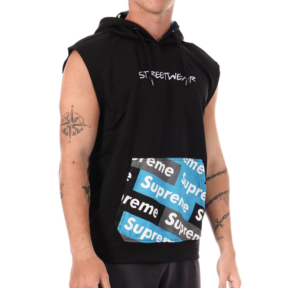 Sweat sans manches Noir Homme Supreme Grip Rainbow pas cher