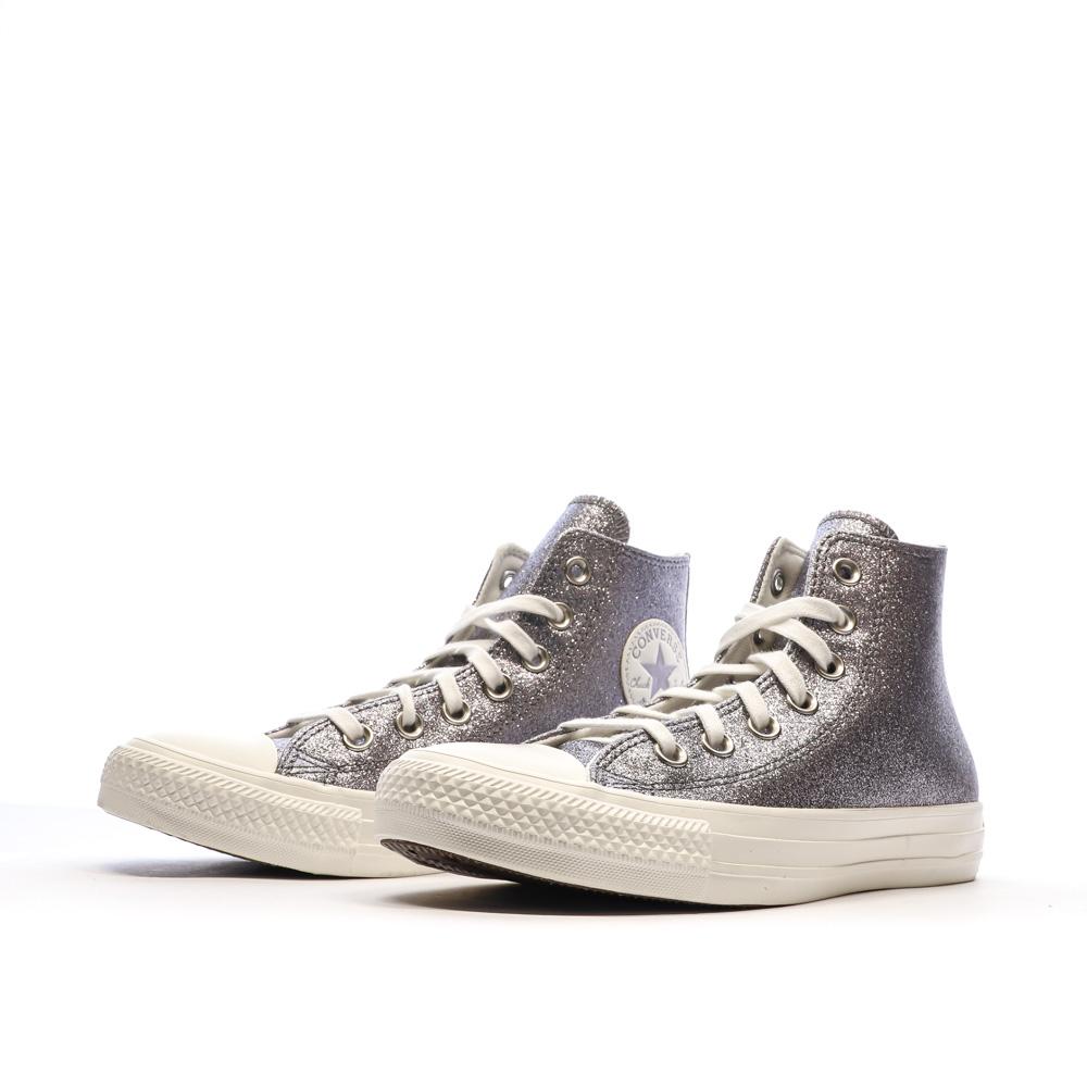 Baskets Grises à paillettes Femme Converse Chuck Taylor All Star vue 6