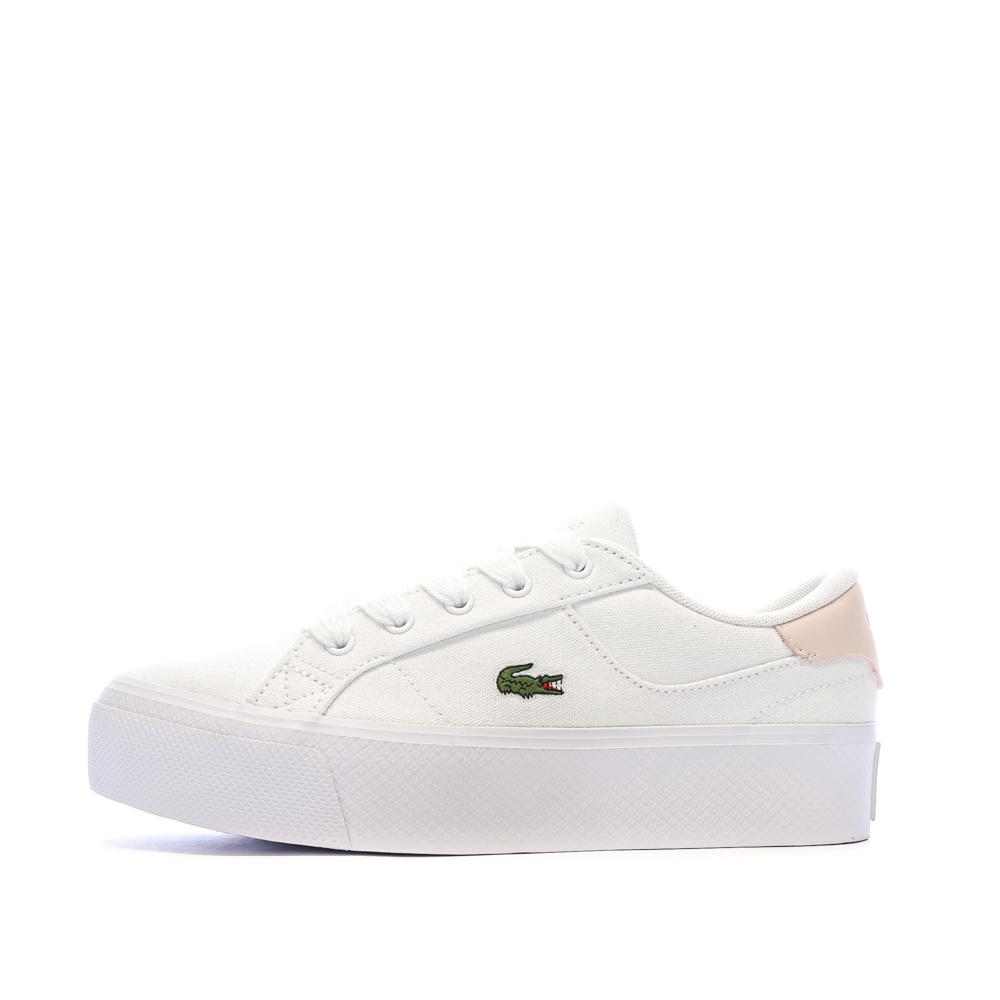Baskets Blanches/Roses Femme Lacoste Ziane Platform pas cher