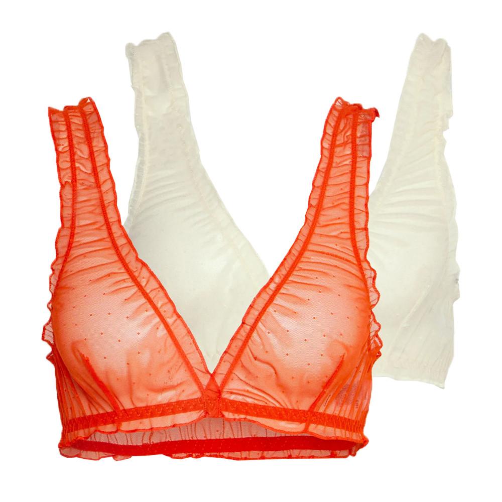 Lot x2 Brassières Orange/Ecru Femme Vero Moda Dotty pas cher