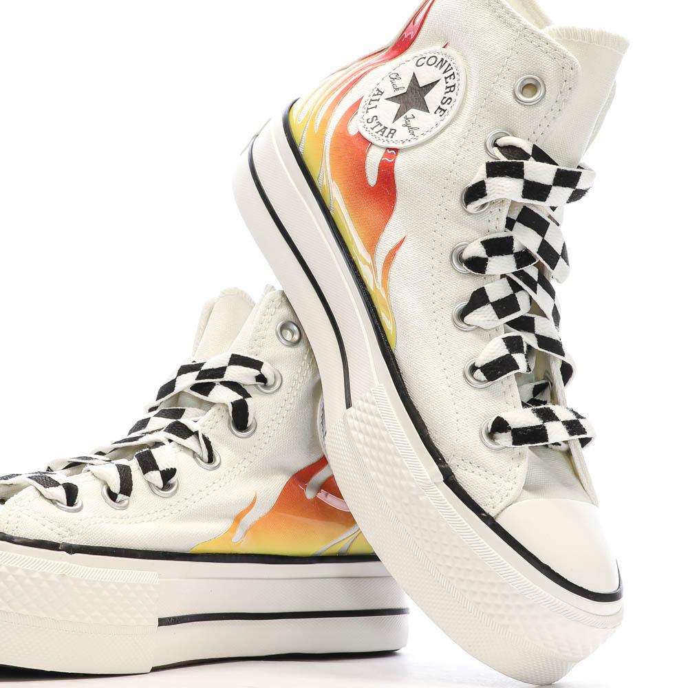 Baskets Blanches/Orange Femme Converse All Star Lift vue 7