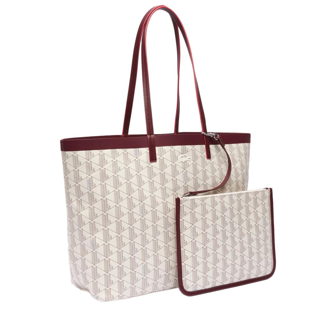 Sac à Main Écru/Bordeaux Femme Lacoste Monogramme pas cher