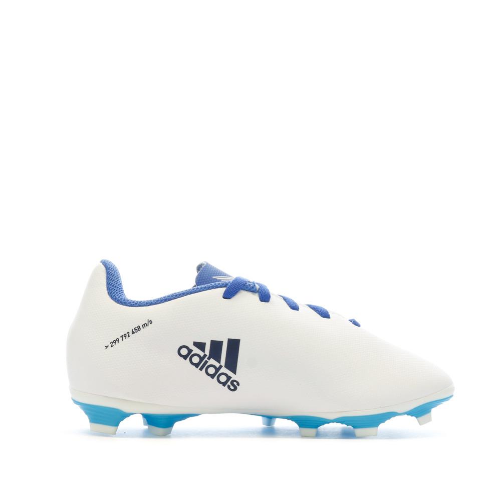 Chaussures de football Blanche/Bleu Garçon Adidas X Speedflow.4 Fxg J vue 2