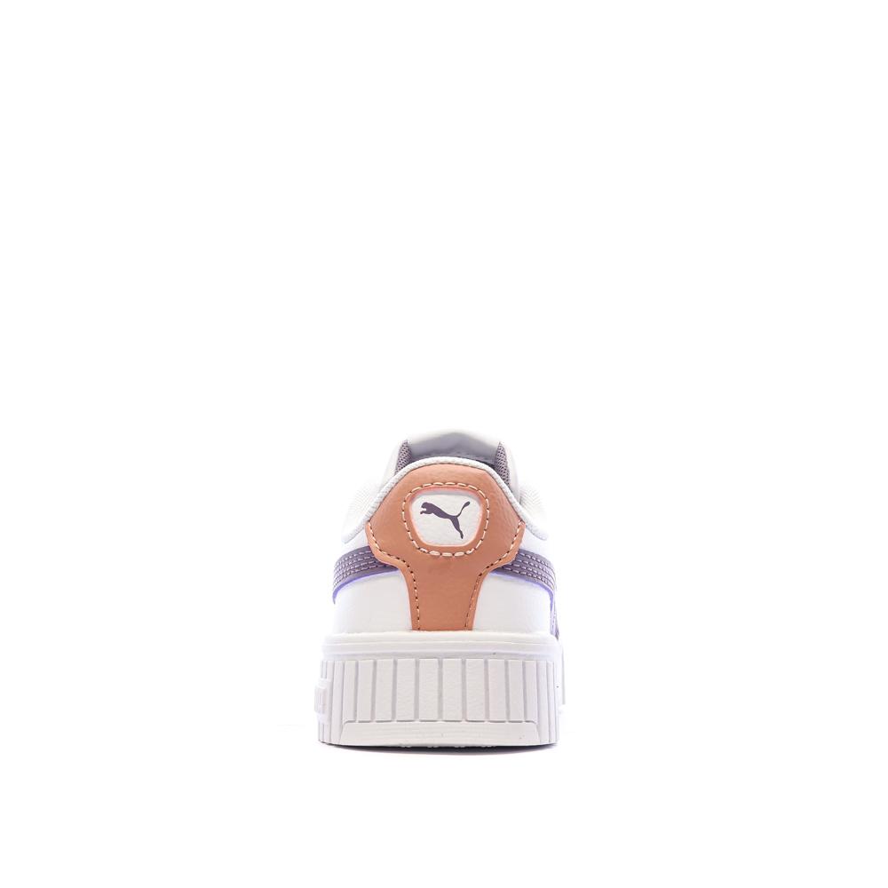 Baskets Blanc/Rose Fille Puma Carina vue 3