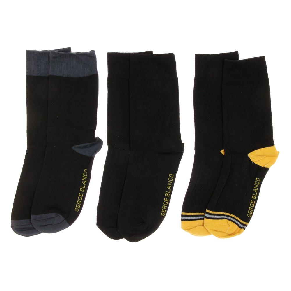 x3 paires de chaussettes Noir/Gris Homme Serge Blanco ASS4 pas cher