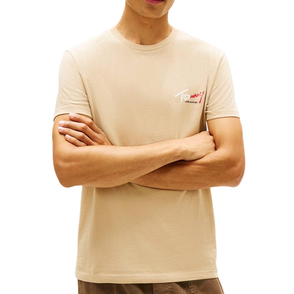Camiseta beige para hombre Tommy Hilfiger Slim barato
