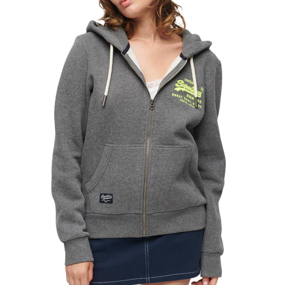 Sweat zippé Gris Femme Superdry Ziphood pas cher