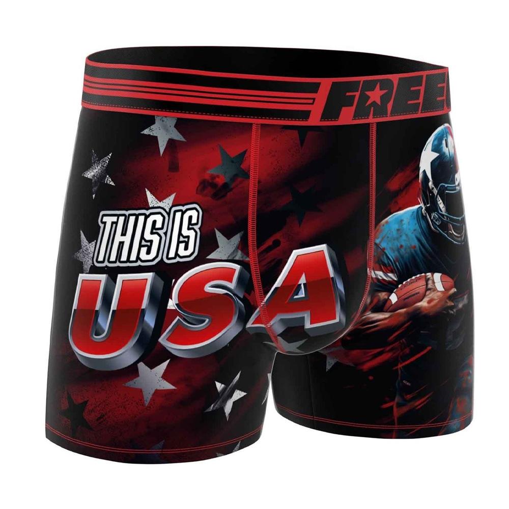 Boxer Noir/Rouge Homme Freegun Football USA pas cher