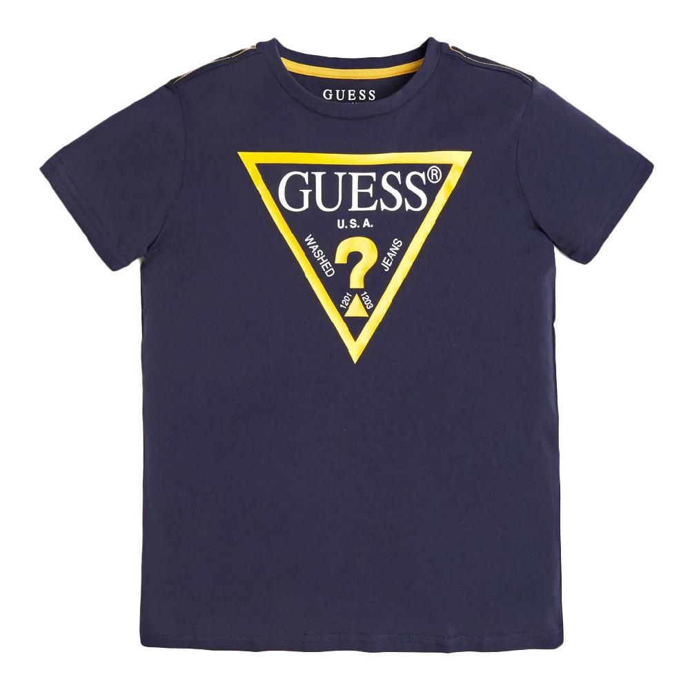 T-shirt Bleu Garçon Guess pas cher