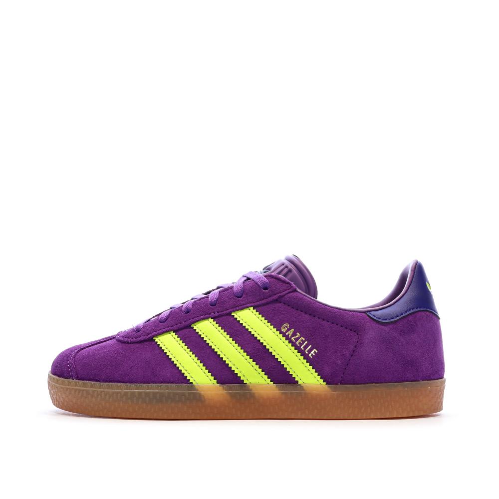 Baskets Violettes/Jaunes Enfant Adidas Gazelle pas cher