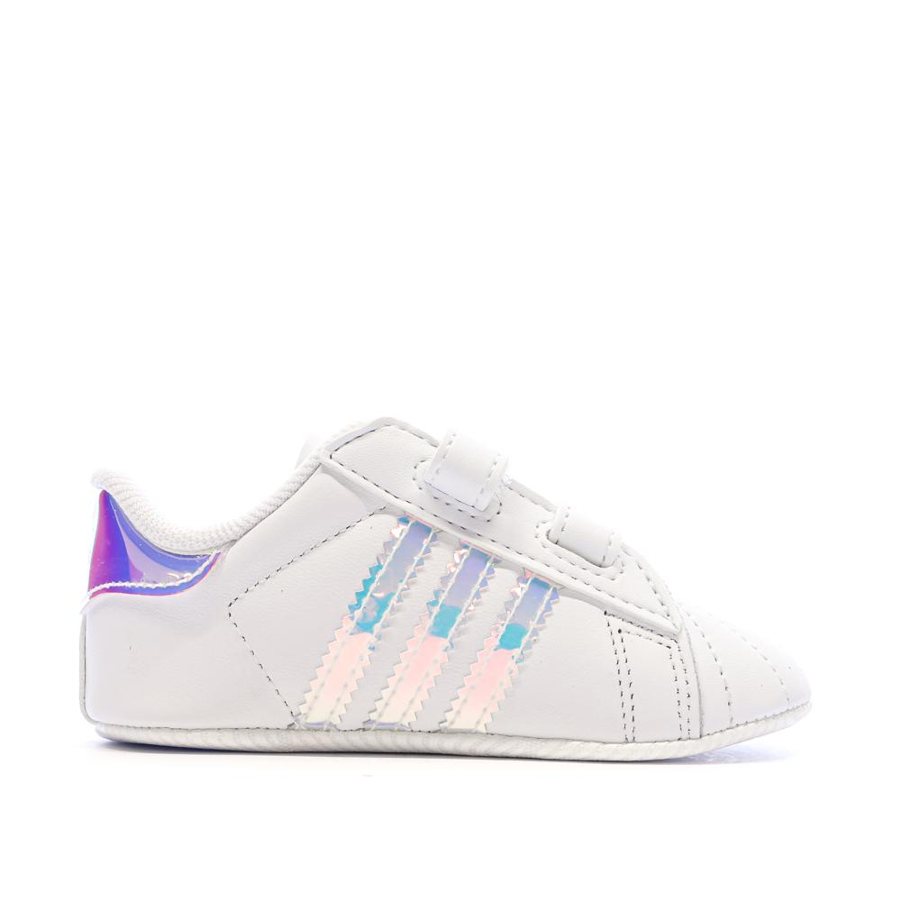 Baskets Blanches Fille Adidas Crib vue 2