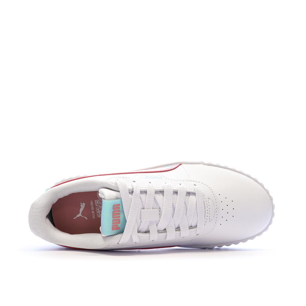 Baskets Blanche/Rose/Bleu Fille Puma Carina vue 3
