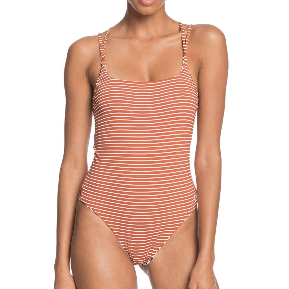 Maillot de bain 1 pièce Marron/Rayures Femme Roxy Honey vue 2