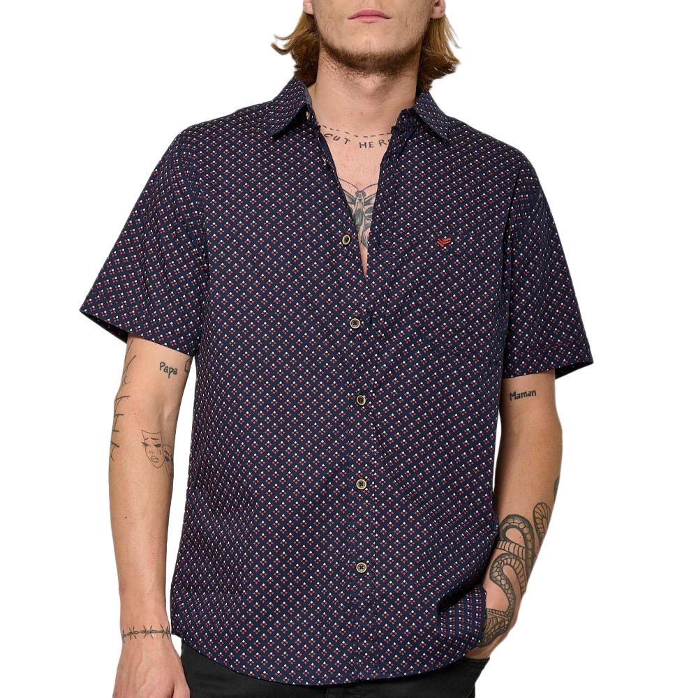 Chemise Marine à Motifs Homme Kaporal KALON pas cher