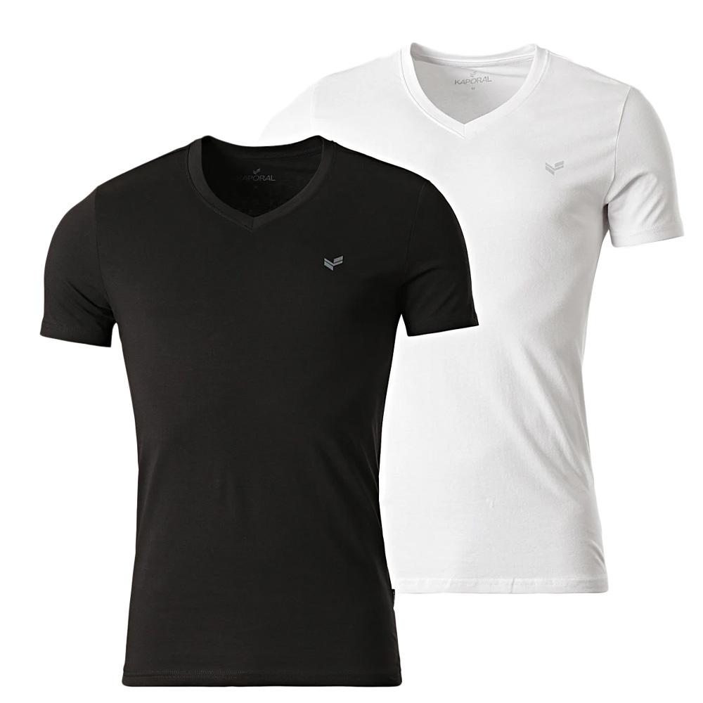 Lote de 2 camisetas blancas/negras para hombre Kaporal GIFTH barato