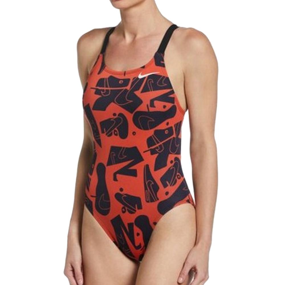 Maillot de bain Noire/Rouge Femme Nike Fast Back pas cher