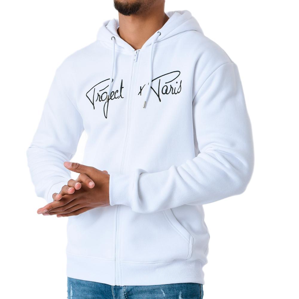 Sweat Zippé Blanc Homme Project X Paris Signature pas cher